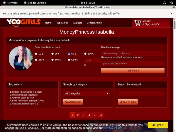 Free Pass For Moneyprincess Isabell